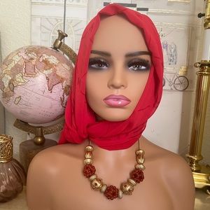 💕NEW ZARA NECKLACE GOLD BEADS AND BURNED RED BEAD COLOR CLUSTERS 💕